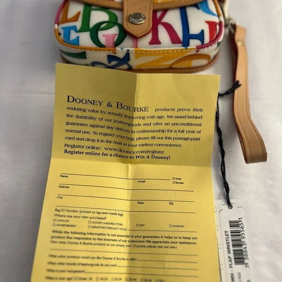 DOONEY & BOURKE WRISTLET, Retro Grafica Grafitti Flap CORK Wristlet, NEW w/ Tags - Picture 9 of 14